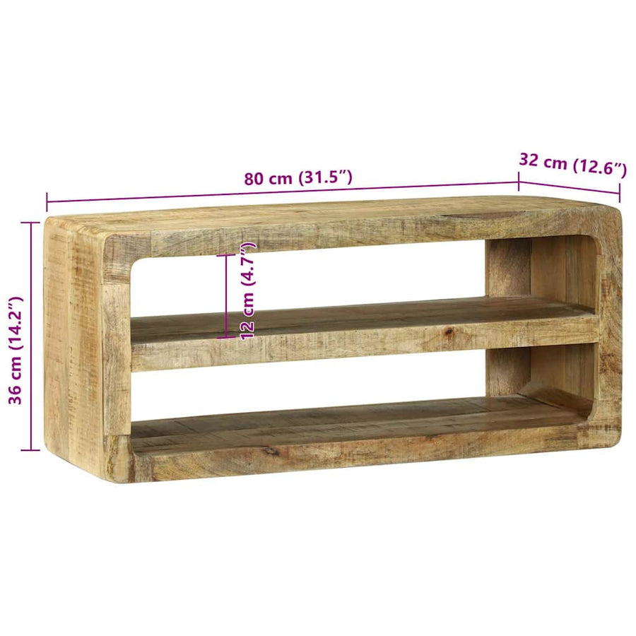 TV-kast met plank Bruin 80 x 32 x 36 cm Massief mangohout