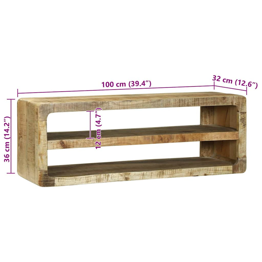 TV-kast met plank Bruin 100 x 32 x 36 cm Massief mangohout