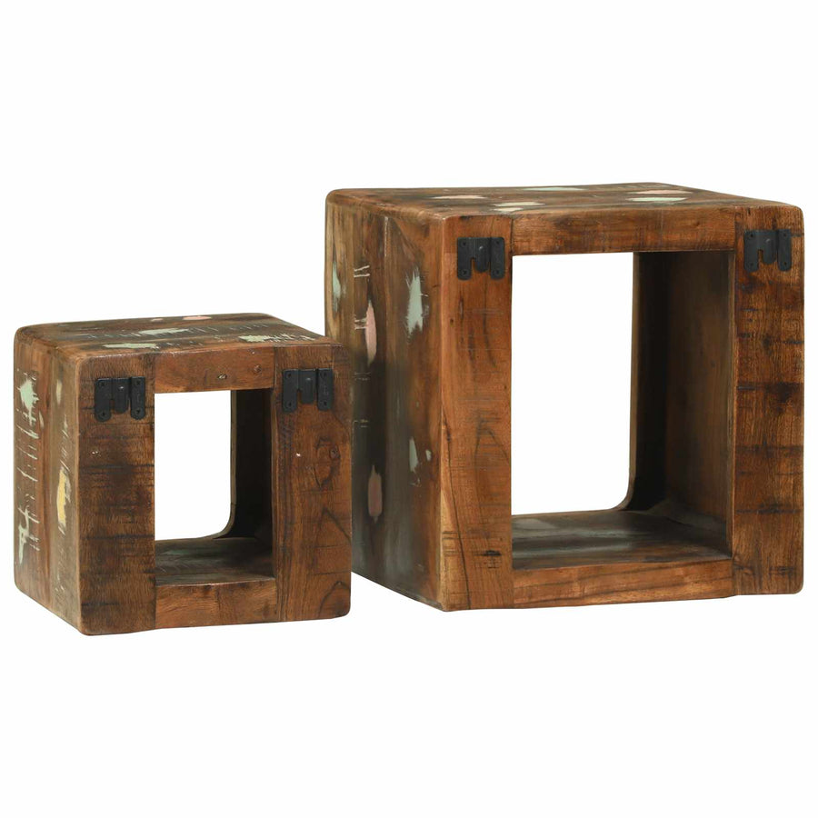 TV Eenheden met plank 2 pcs Multikleur Massief Gerecycled Hout