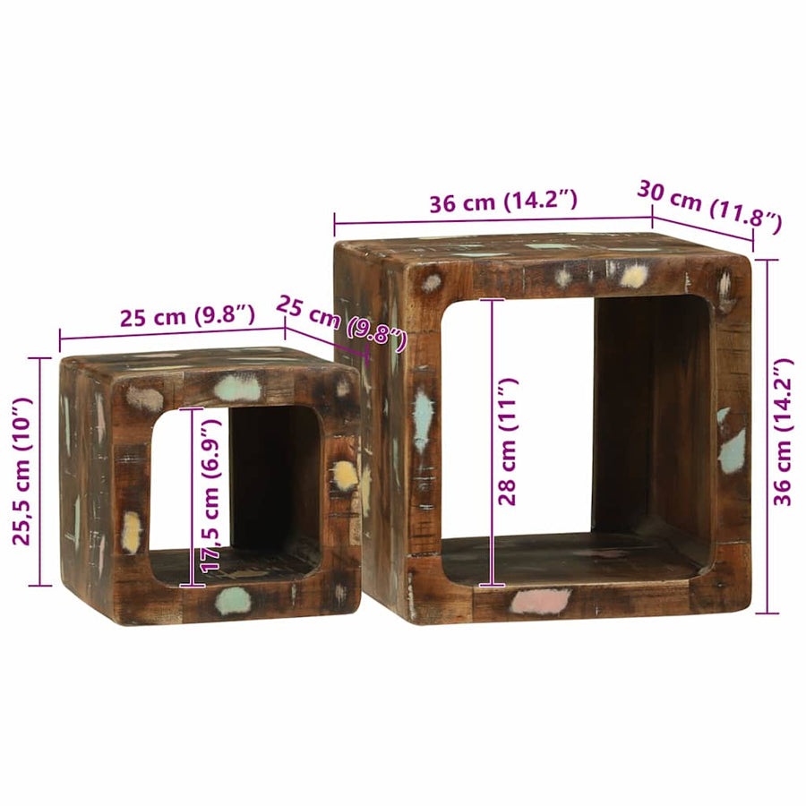 TV Eenheden met plank 2 pcs Multikleur Massief Gerecycled Hout