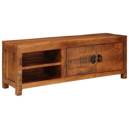 TV-kast met plank Bruin 110 x 30 x 40 cm massief mangohout