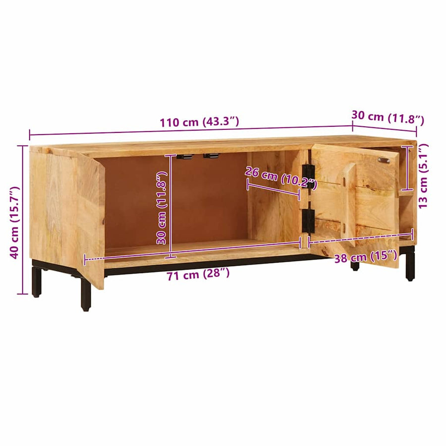Opslagkasten Bruin 110 x 30 x 40 cm Massief Mango Hout