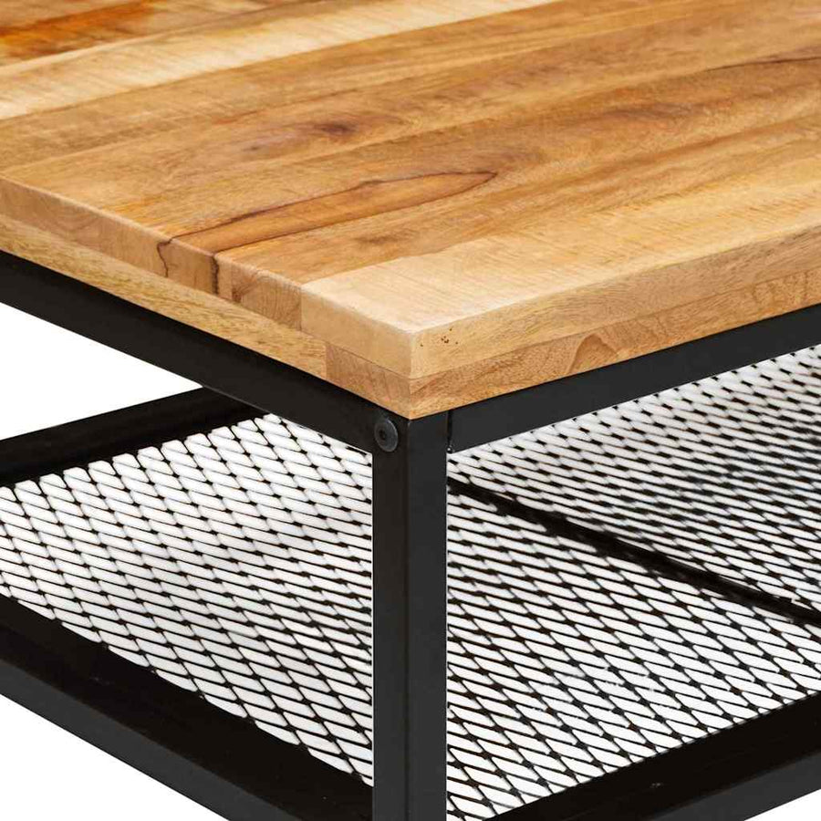 Salontafel Bruin en zwart 110 x 55 x 35 cm Massief Mango Hout