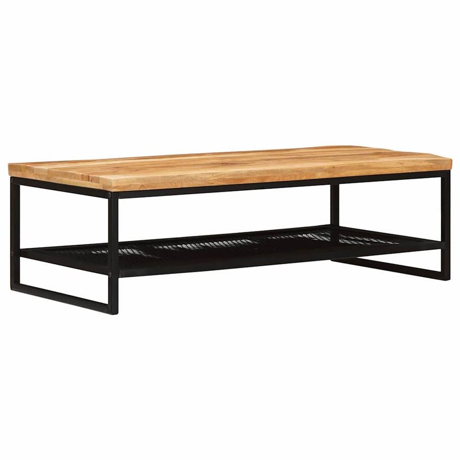 Salontafel Bruin en zwart 110 x 55 x 35 cm Massief Mango Hout