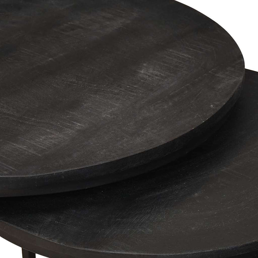 Nest Koffietafels 3 pcs Zwart Massief mangohout en staal