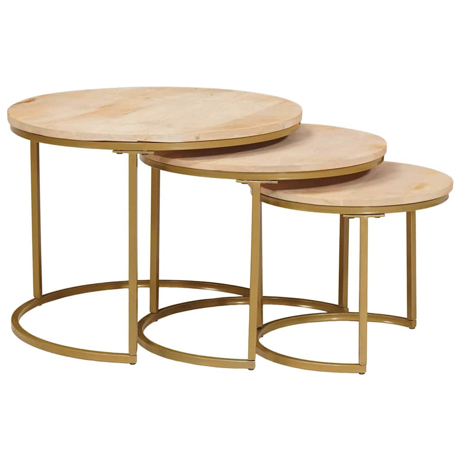 Nest Koffietafels 3 pcs Wit Massief mangohout en staal