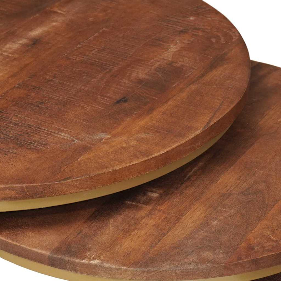 Nest Koffietafels 3 pcs Honingbruin Massief mangohout en staal