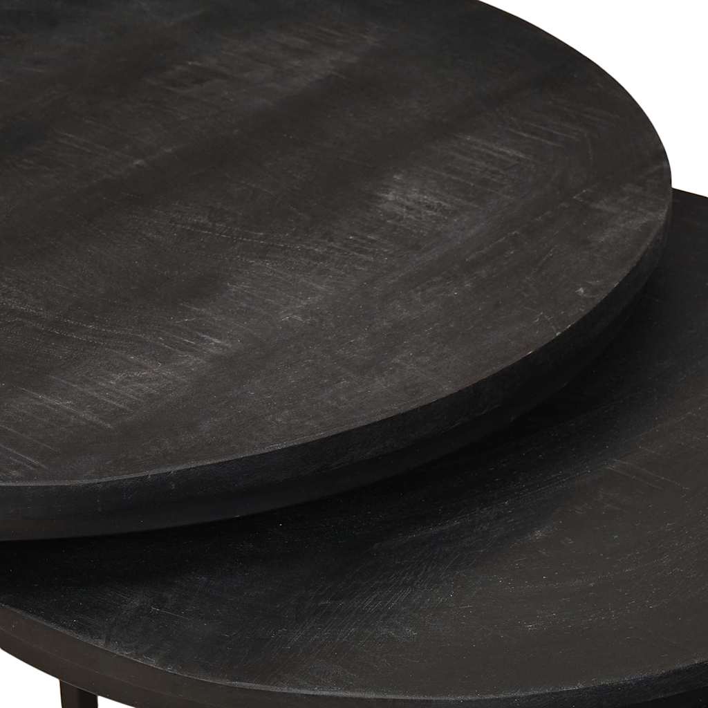 Nest Koffietafels 2 pcs Zwart Massief mangohout en staal