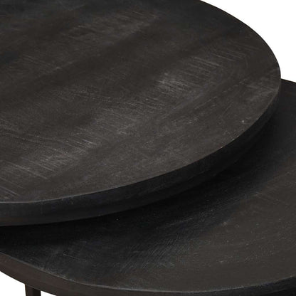 Nest Koffietafels 2 pcs Zwart Massief mangohout en staal