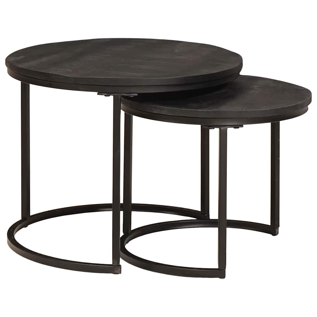 Nest Koffietafels 2 pcs Zwart Massief mangohout en staal