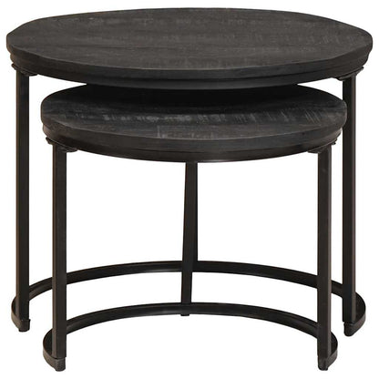 Nest Koffietafels 2 pcs Zwart Massief mangohout en staal
