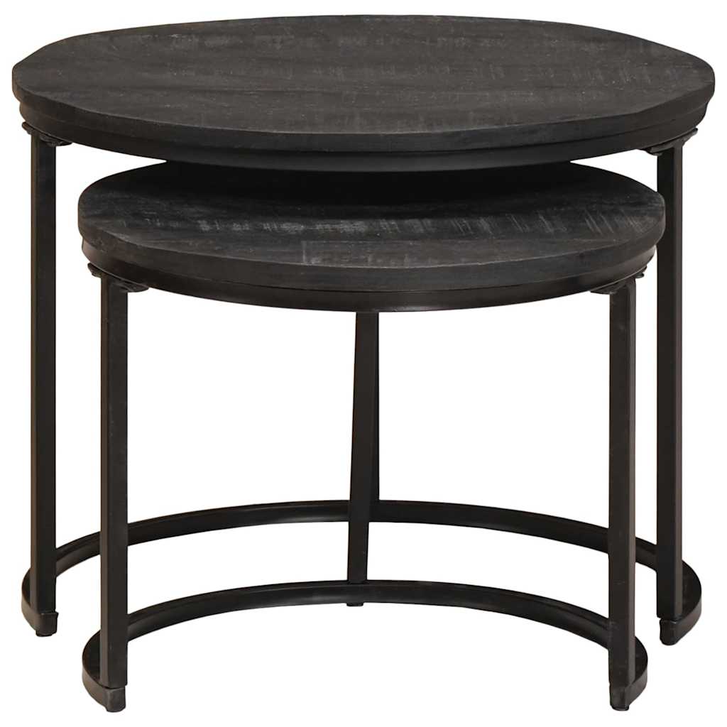 Nest Koffietafels 2 pcs Zwart Massief mangohout en staal