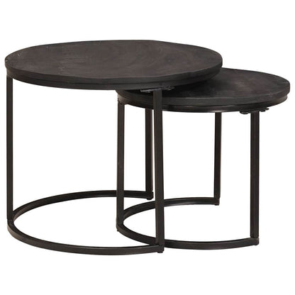 Nest Koffietafels 2 pcs Zwart Massief mangohout en staal