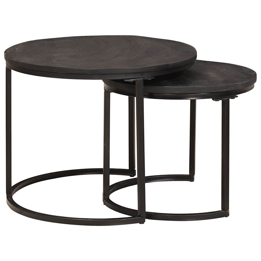 Nest Koffietafels 2 pcs Zwart Massief mangohout en staal