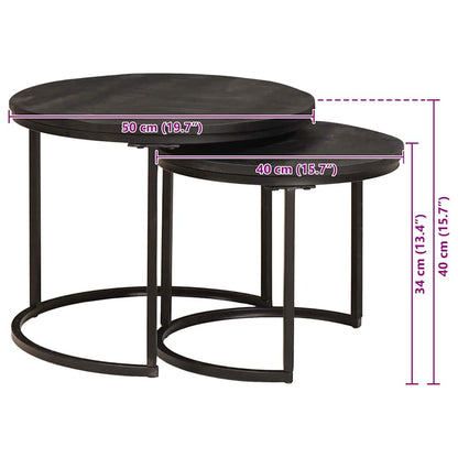 Nest Koffietafels 2 pcs Zwart Massief mangohout en staal