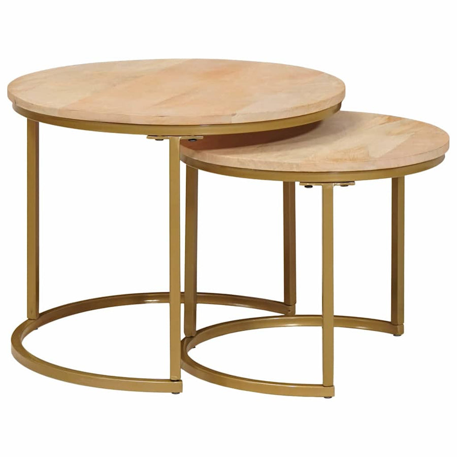 Nest Koffietafels 2 pcs Wit Massief mangohout en staal