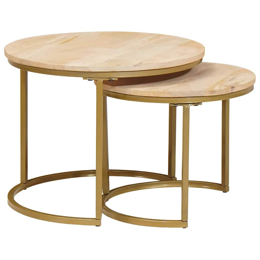 Nest Koffietafels 2 pcs Wit Massief mangohout en staal