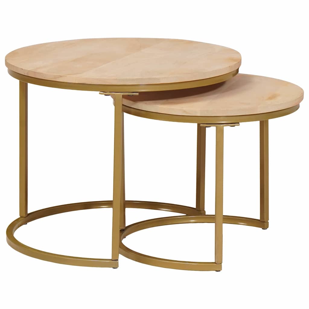 Nest Koffietafels 2 pcs Wit Massief mangohout en staal
