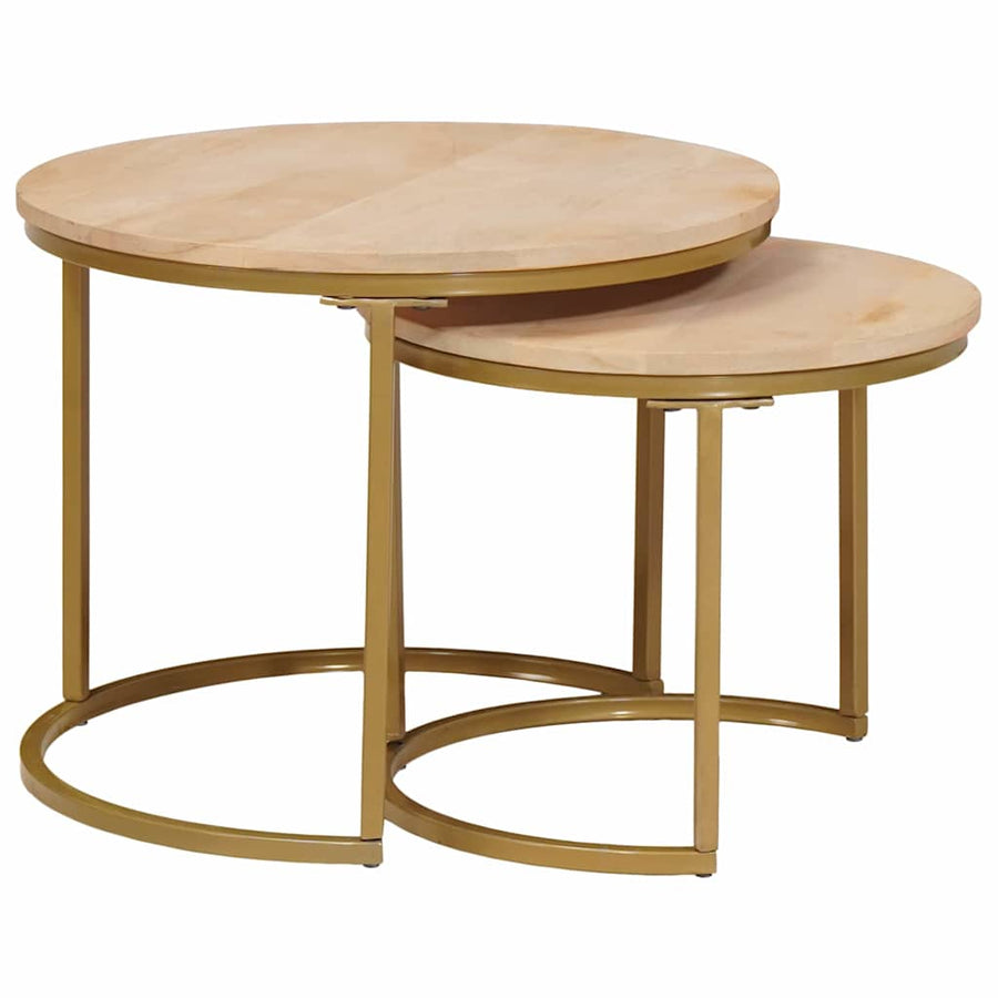 Nest Koffietafels 2 pcs Wit Massief mangohout en staal