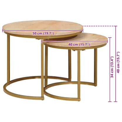 Nest Koffietafels 2 pcs Wit Massief mangohout en staal