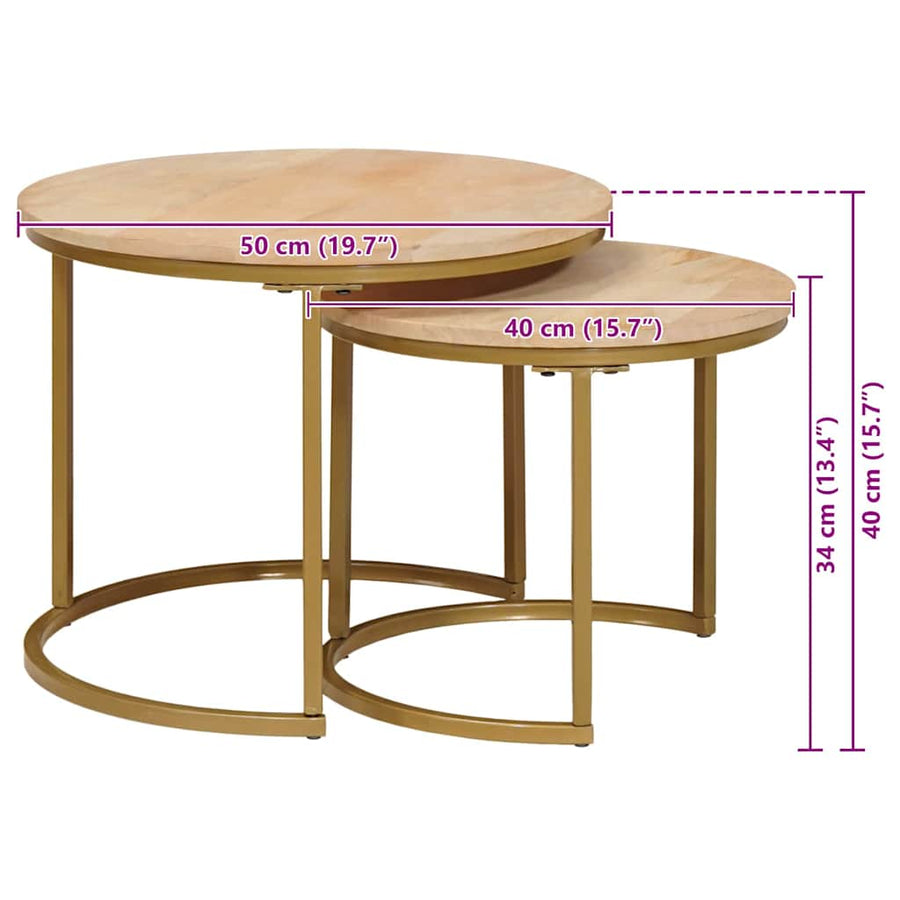 Nest Koffietafels 2 pcs Wit Massief mangohout en staal
