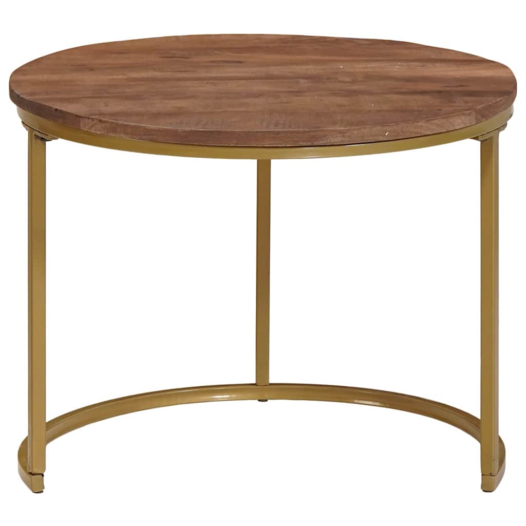 Nest Koffietafels 2 pcs Donkerbruin Massief mangohout en staal