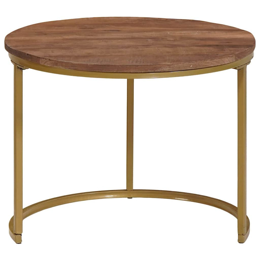 Nest Koffietafels 2 pcs Donkerbruin Massief mangohout en staal