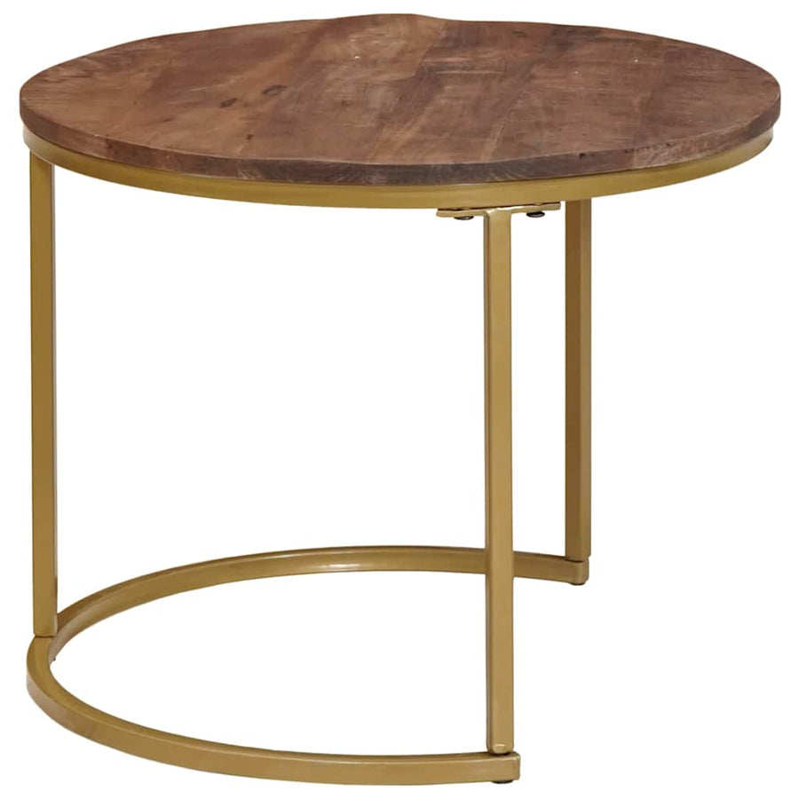 Nest Koffietafels 2 pcs Donkerbruin Massief mangohout en staal