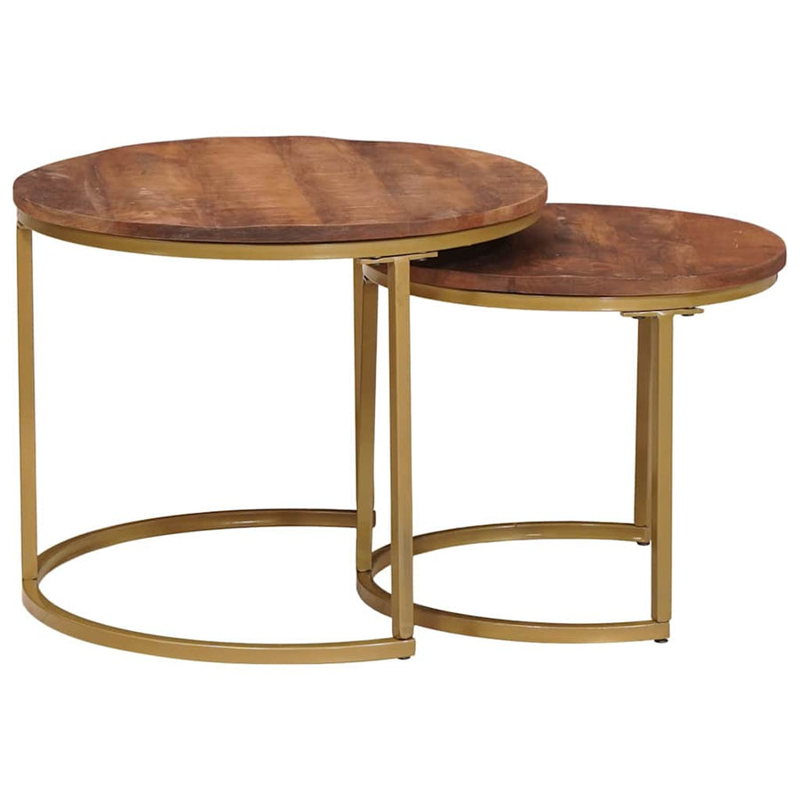 Nest Koffietafels 2 pcs Honingbruin Massief mangohout en staal