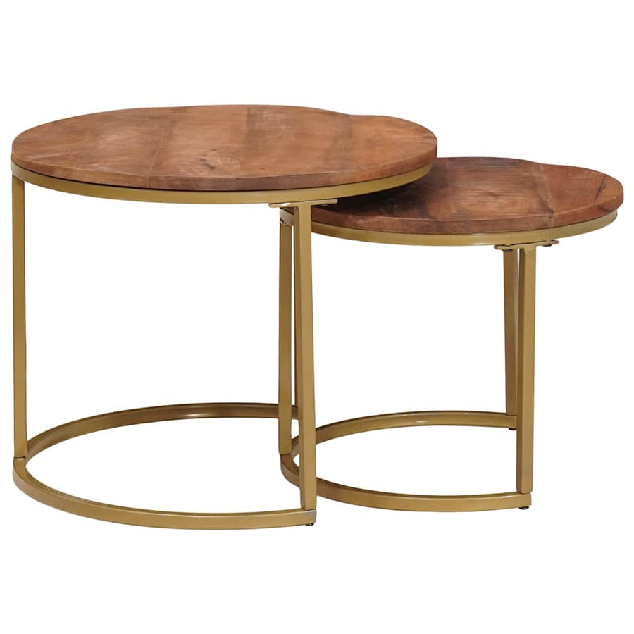 Nest Koffietafels 2 pcs Honingbruin Massief mangohout en staal