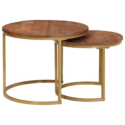 Nest Koffietafels 2 pcs Honingbruin Massief mangohout en staal