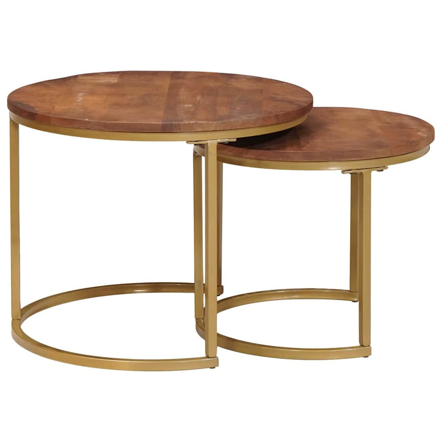 Nest Koffietafels 2 pcs Honingbruin Massief mangohout en staal