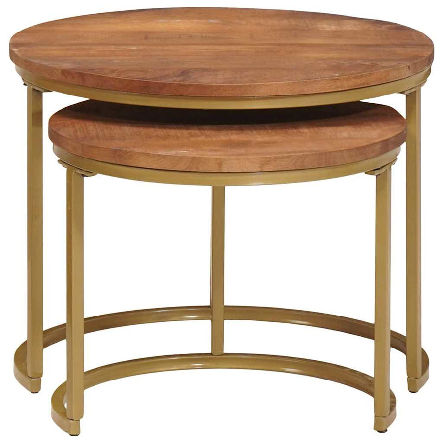 Nest Koffietafels 2 pcs Honingbruin Massief mangohout en staal