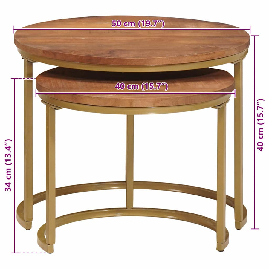 Nest Koffietafels 2 pcs Honingbruin Massief mangohout en staal