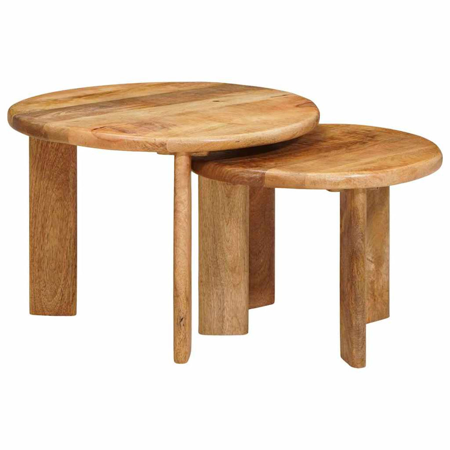 Nesttafels 2 pcs Bruin Massief Mango Hout