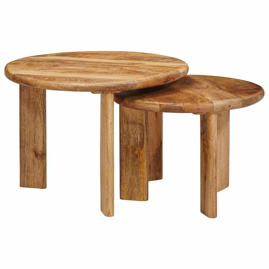 Nesttafels 2 pcs Bruin Massief Mango Hout