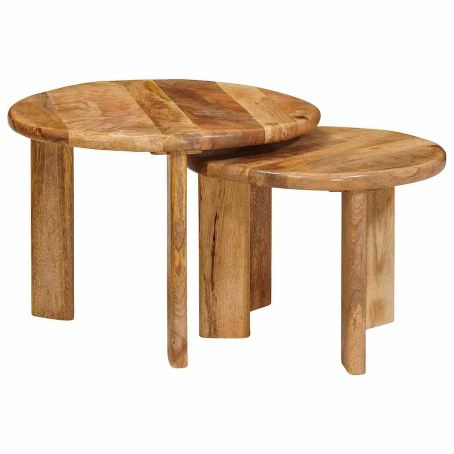 Nesttafels 2 pcs Bruin Massief Mango Hout