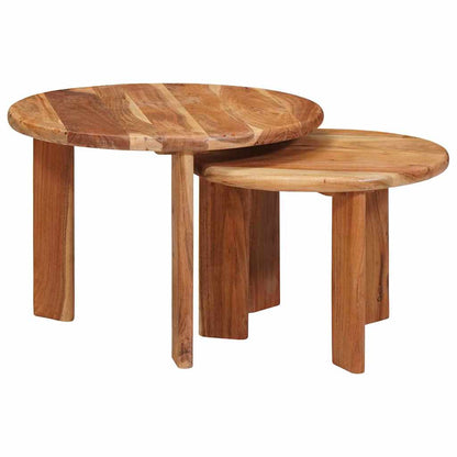 Nesttafels 2 pcs Bruin Massief Acaciahout