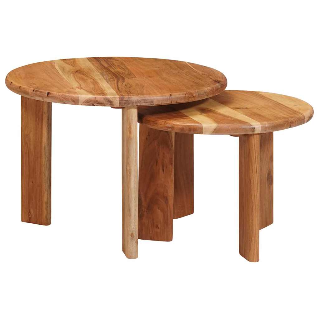 Nesttafels 2 pcs Bruin Massief Acaciahout