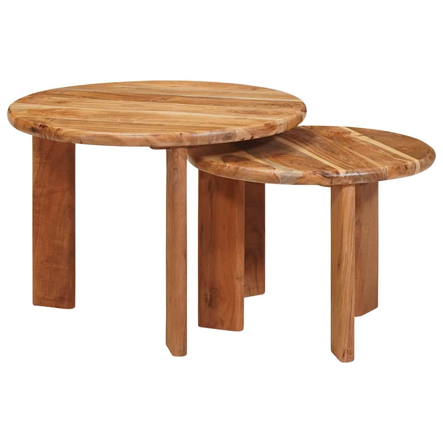Nesttafels 2 pcs Bruin Massief Acaciahout