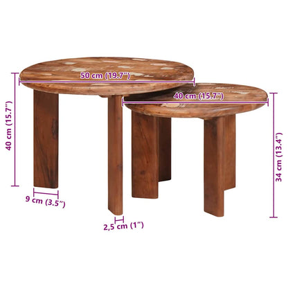 Nesttafels 2 pcs Multikleur Massief gerecycled hout