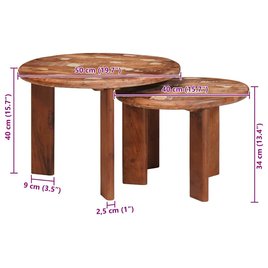 Nesttafels 2 pcs Multikleur Massief gerecycled hout