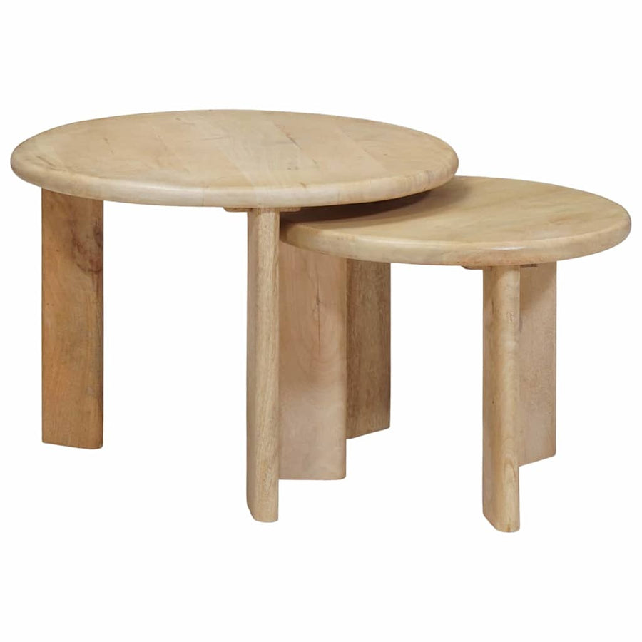 Nesttafels 2 pcs Zwart Massief Mango Hout
