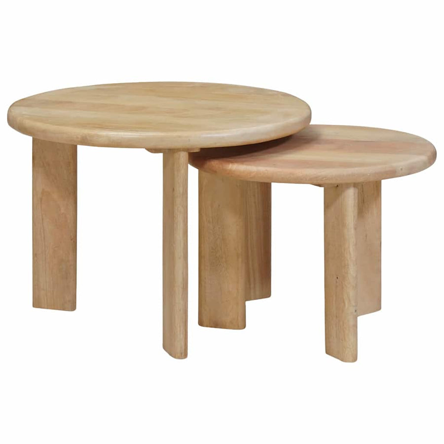 Nesttafels 2 pcs Zwart Massief Mango Hout