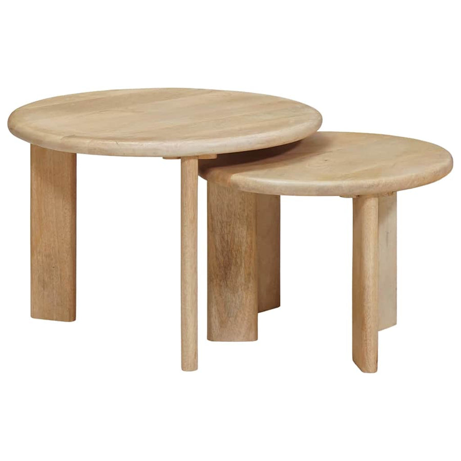 Nesttafels 2 pcs Zwart Massief Mango Hout