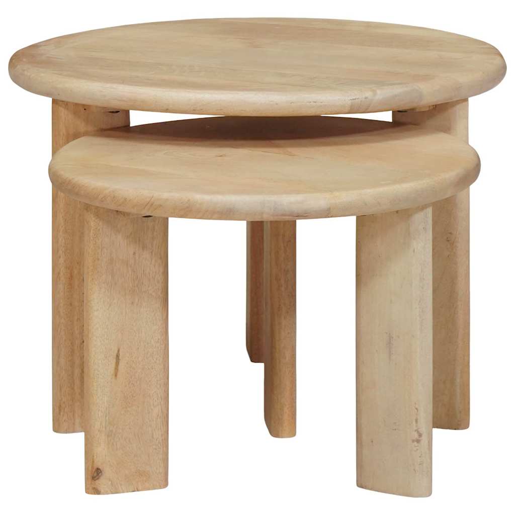 Nesttafels 2 pcs Zwart Massief Mango Hout
