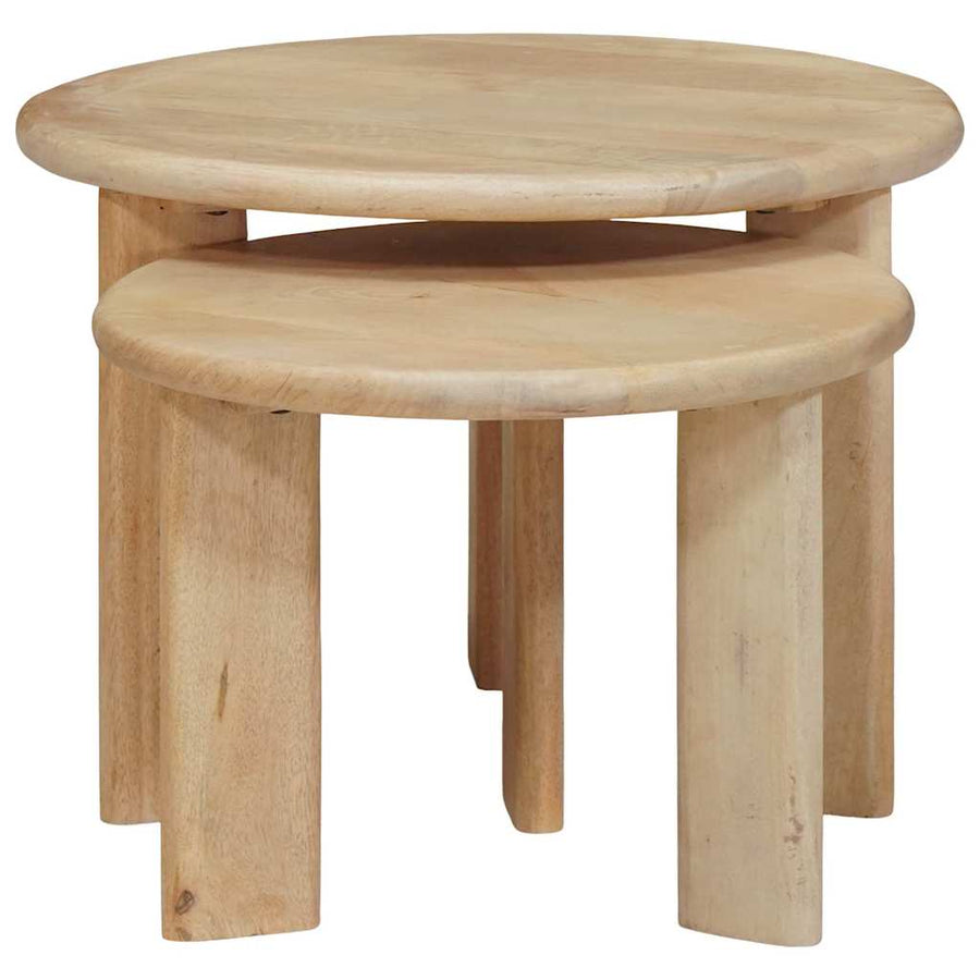 Nesttafels 2 pcs Zwart Massief Mango Hout