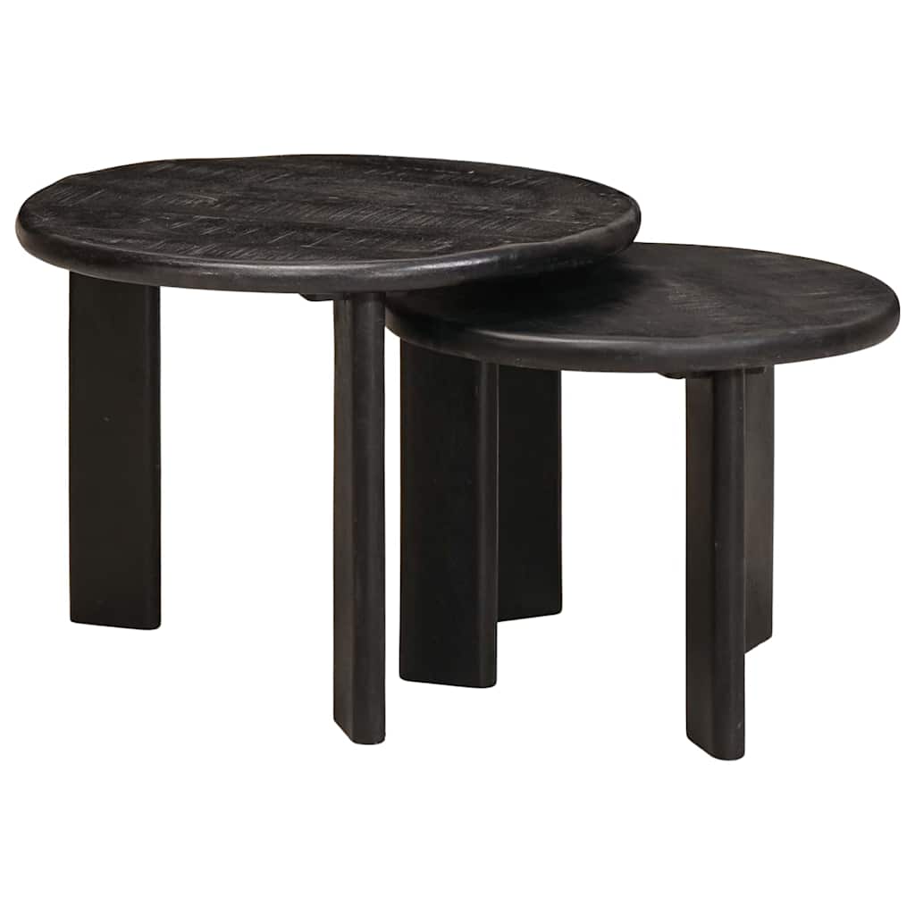 Nesttafels 2 pcs Wit Massief Mango Hout