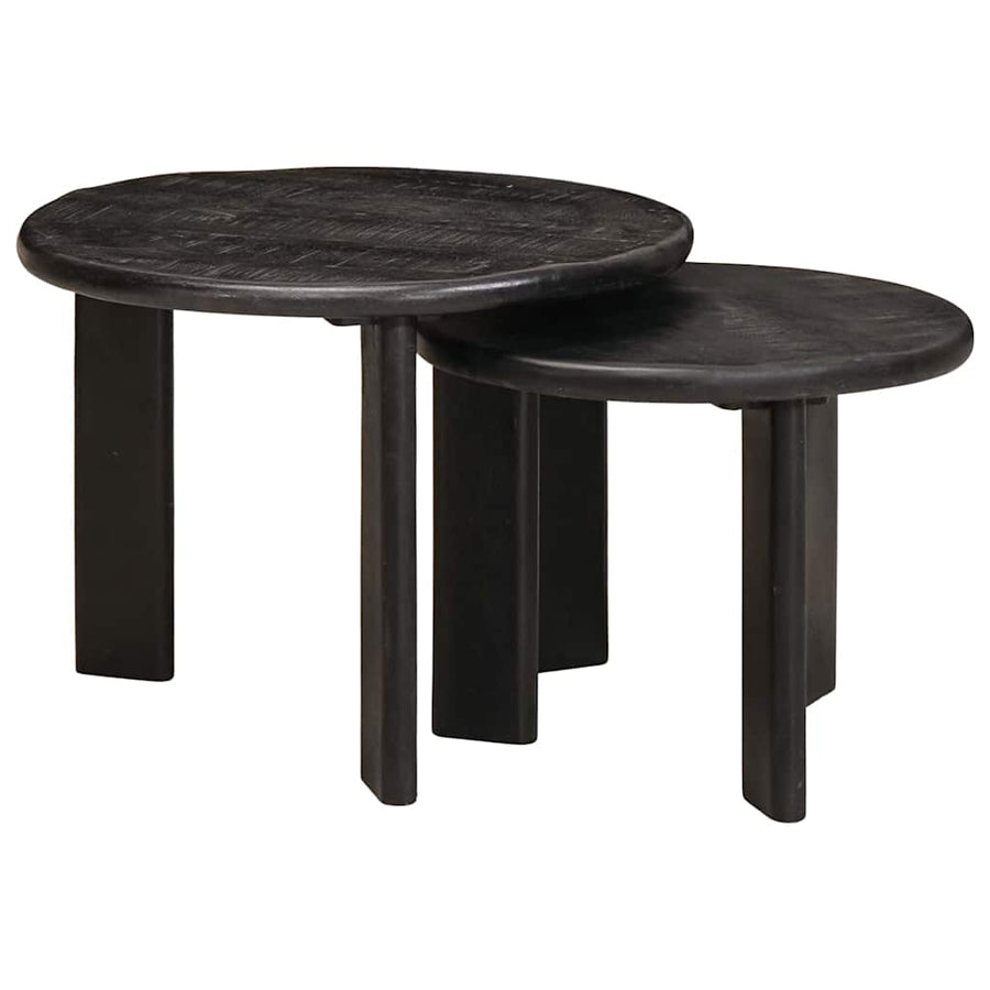 Nesttafels 2 pcs Wit Massief Mango Hout