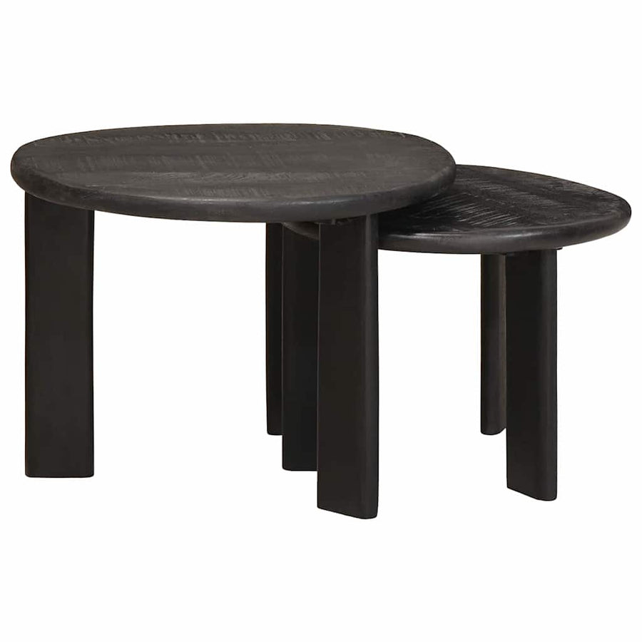 Nesttafels 2 pcs Wit Massief Mango Hout
